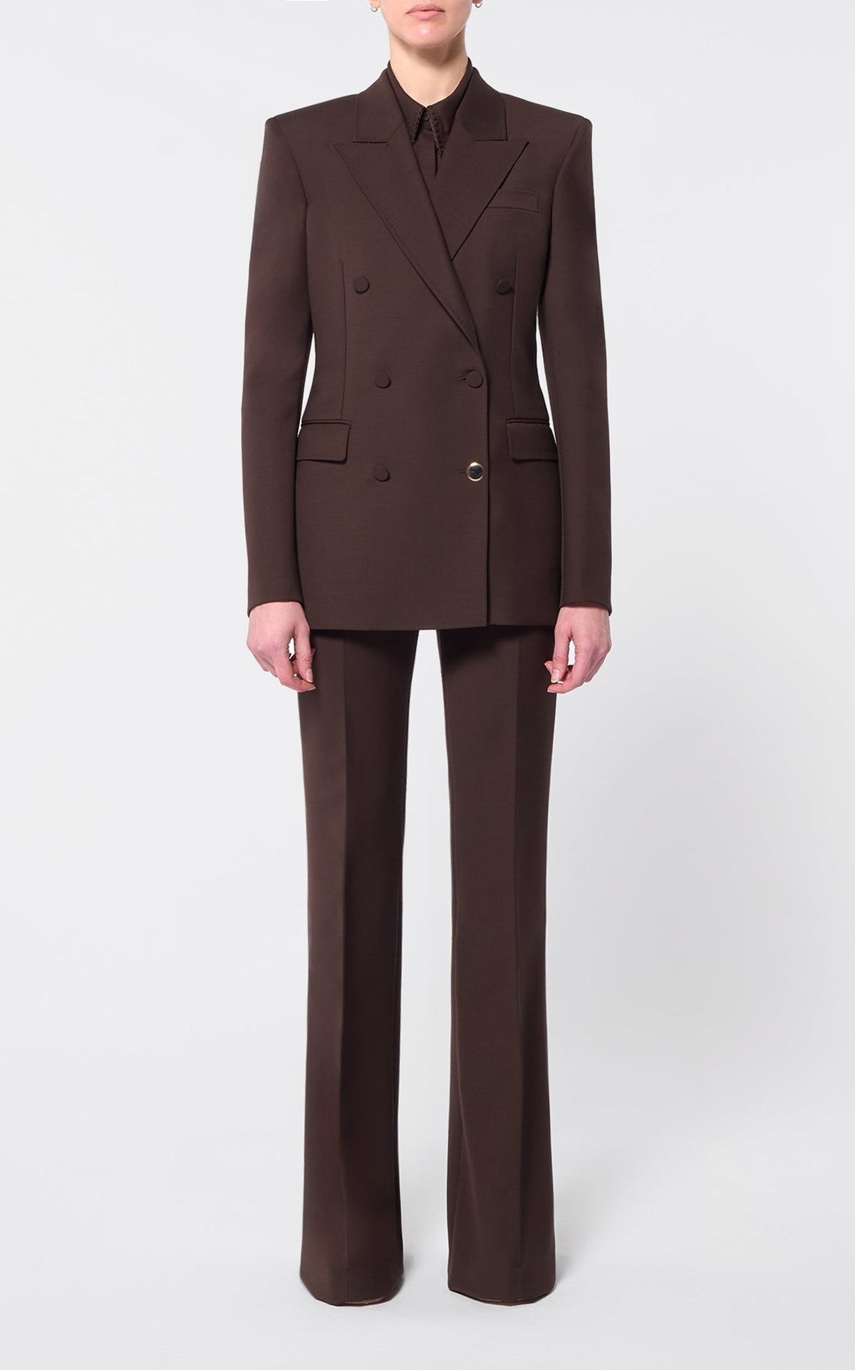 Chocolate / Veste blazer Gavin en laine - Chocolate