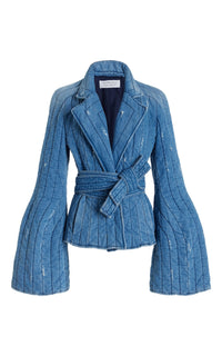 Light Blue Denim / Veste Merve à panneaux matelassés - Light Blue Denim