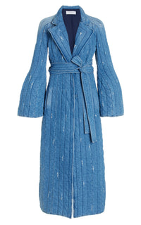 Dalloway Coat en denim bleu clair coton lin denim