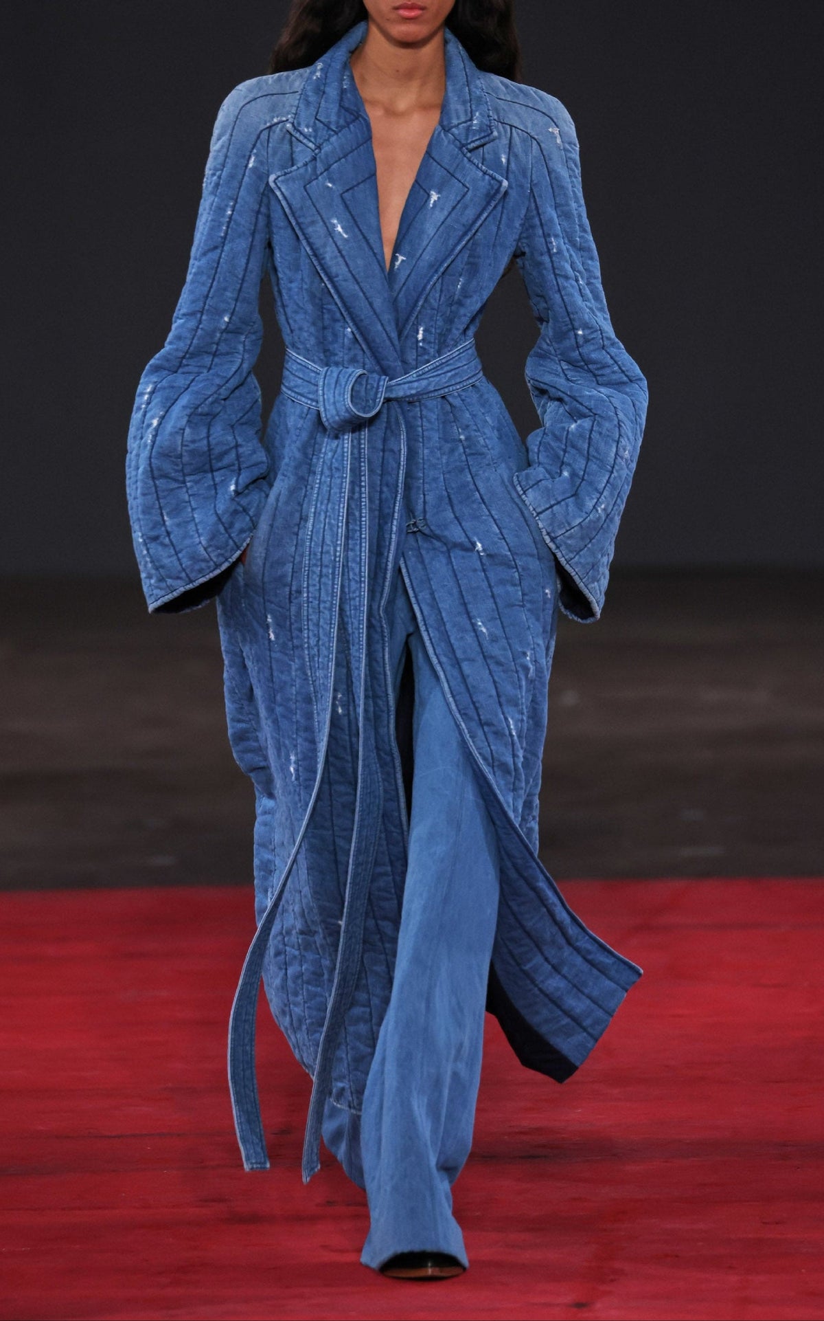 Dalloway Coat en denim bleu clair coton lin denim