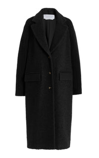 Charles Coat en noir eco cachemire bouclette