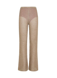 Pantalon ajouré en lin irisé - Bronze