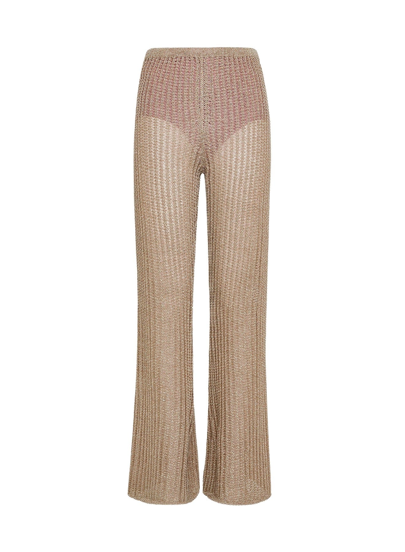 Pantalon ajouré en lin irisé - Bronze