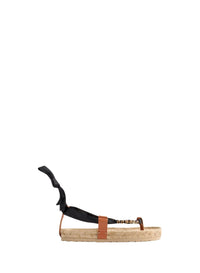 Sandales tongs avec lacets en corde - Nero