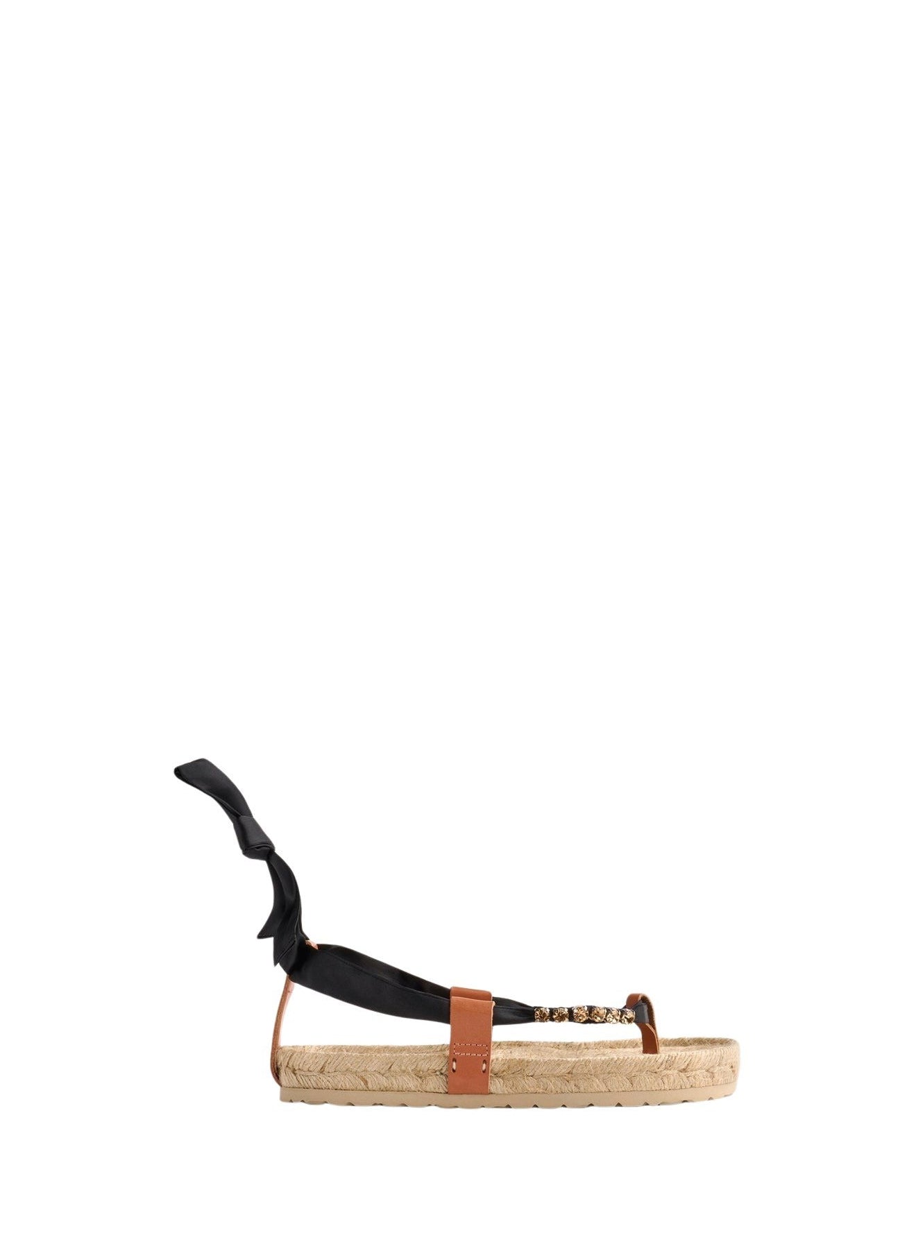 Sandales tongs avec lacets en corde - Nero
