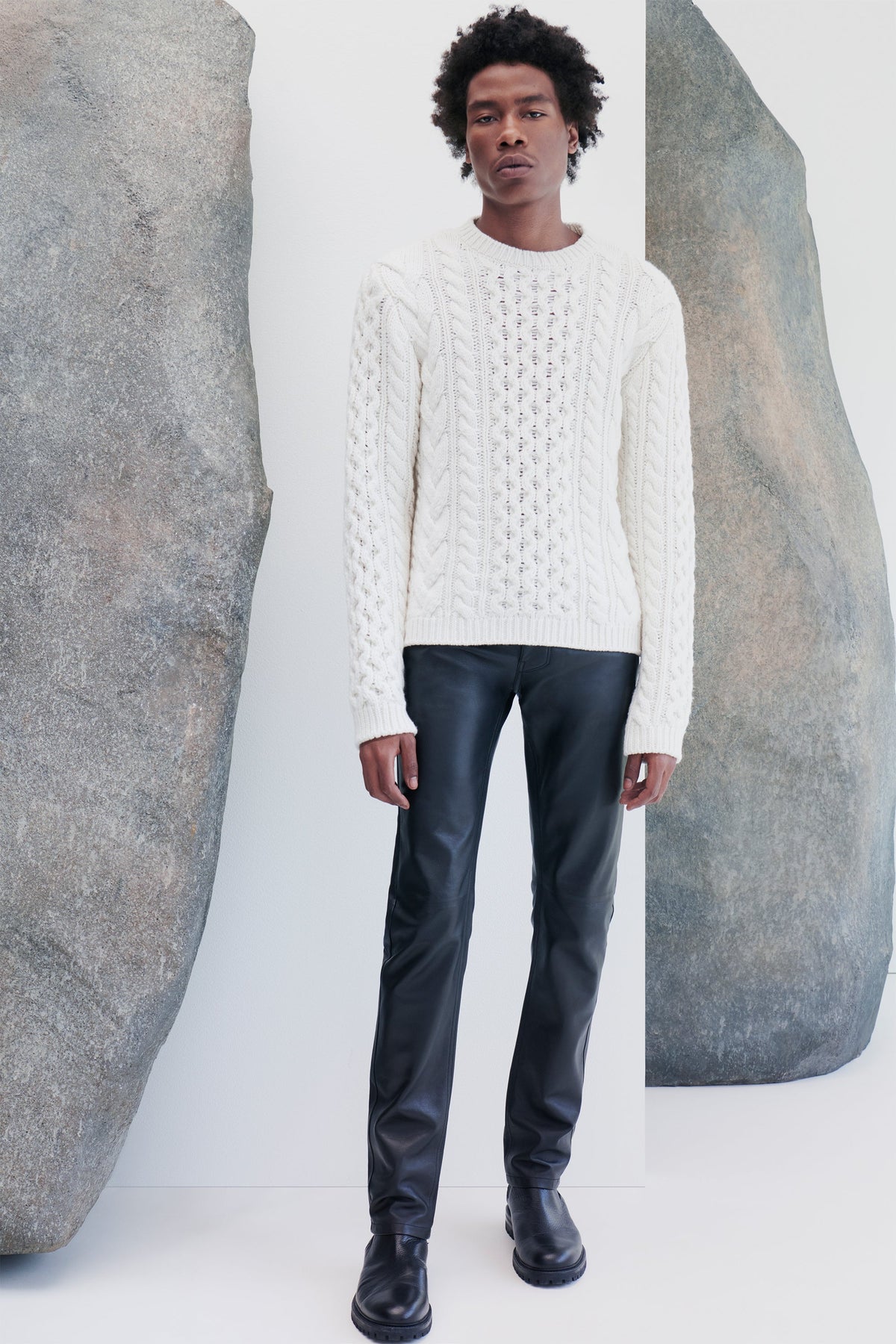 Ivory / Pull col rond Geoffrey en cachemire - Ivory