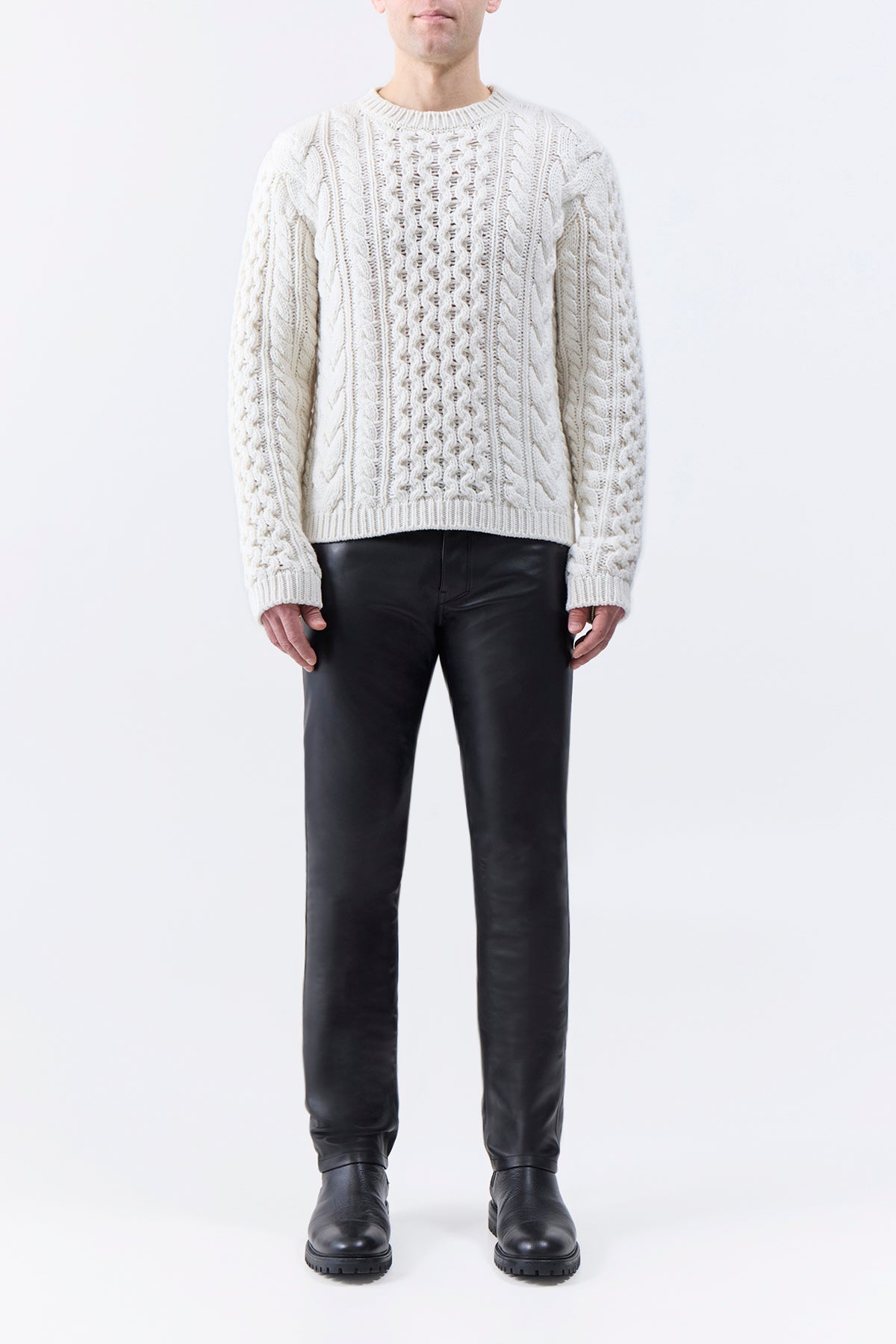 Ivory / Pull col rond Geoffrey en cachemire - Ivory