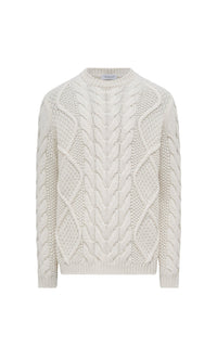 Ivory / Pull col rond Geoffrey en cachemire - Ivory