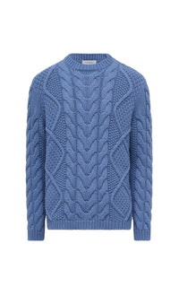 Light Blue Denim / Pull col rond Geoffrey en cachemire - Light Blue Denim