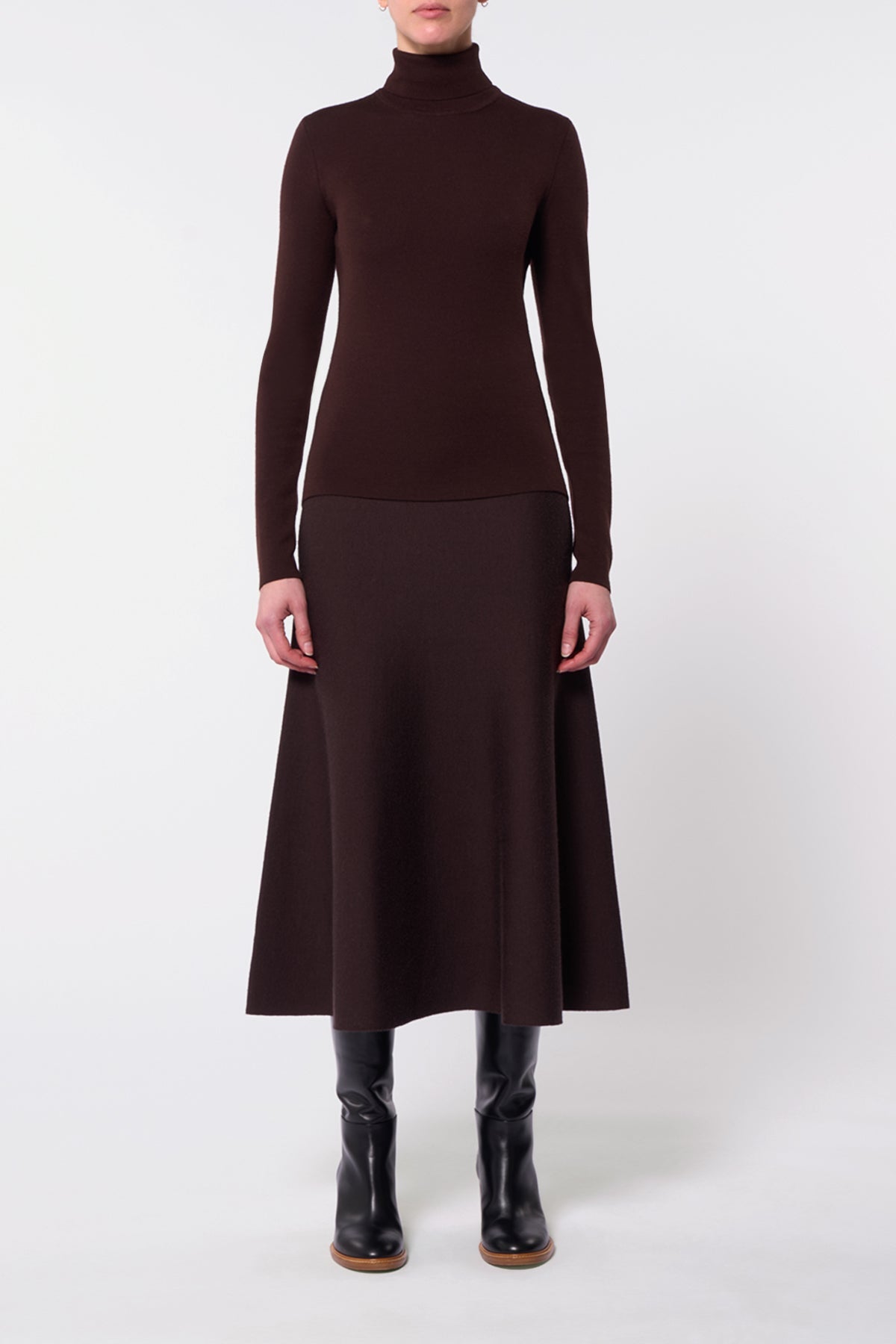 May Turtleneck en chocolat wanaka mérinos cachemire