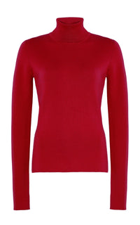 May Turtleneck en rouge écarlate wanaka mérinos cachemire