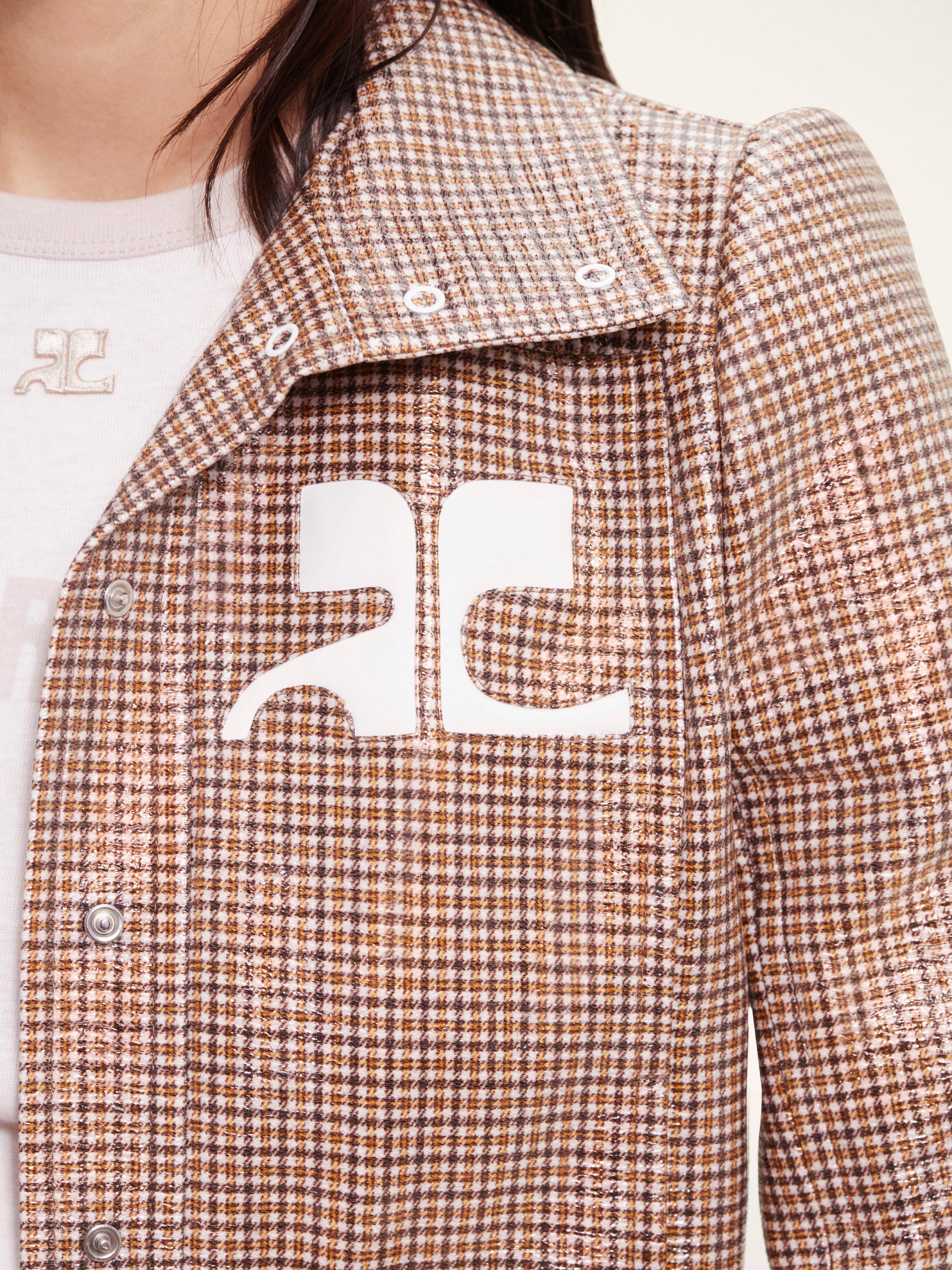 BROWN / WHITE Veste vinyle Réedition à carreaux