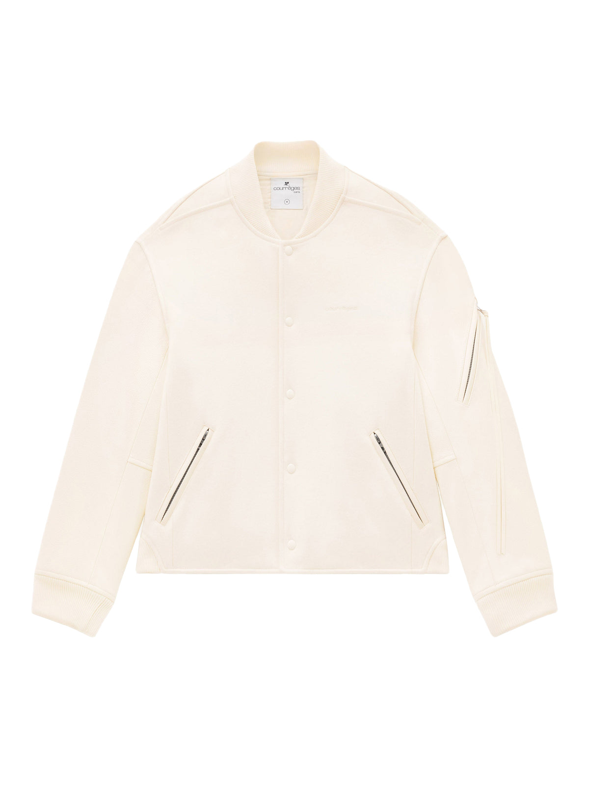 Veste teddy baseball en laine - Oatmeal