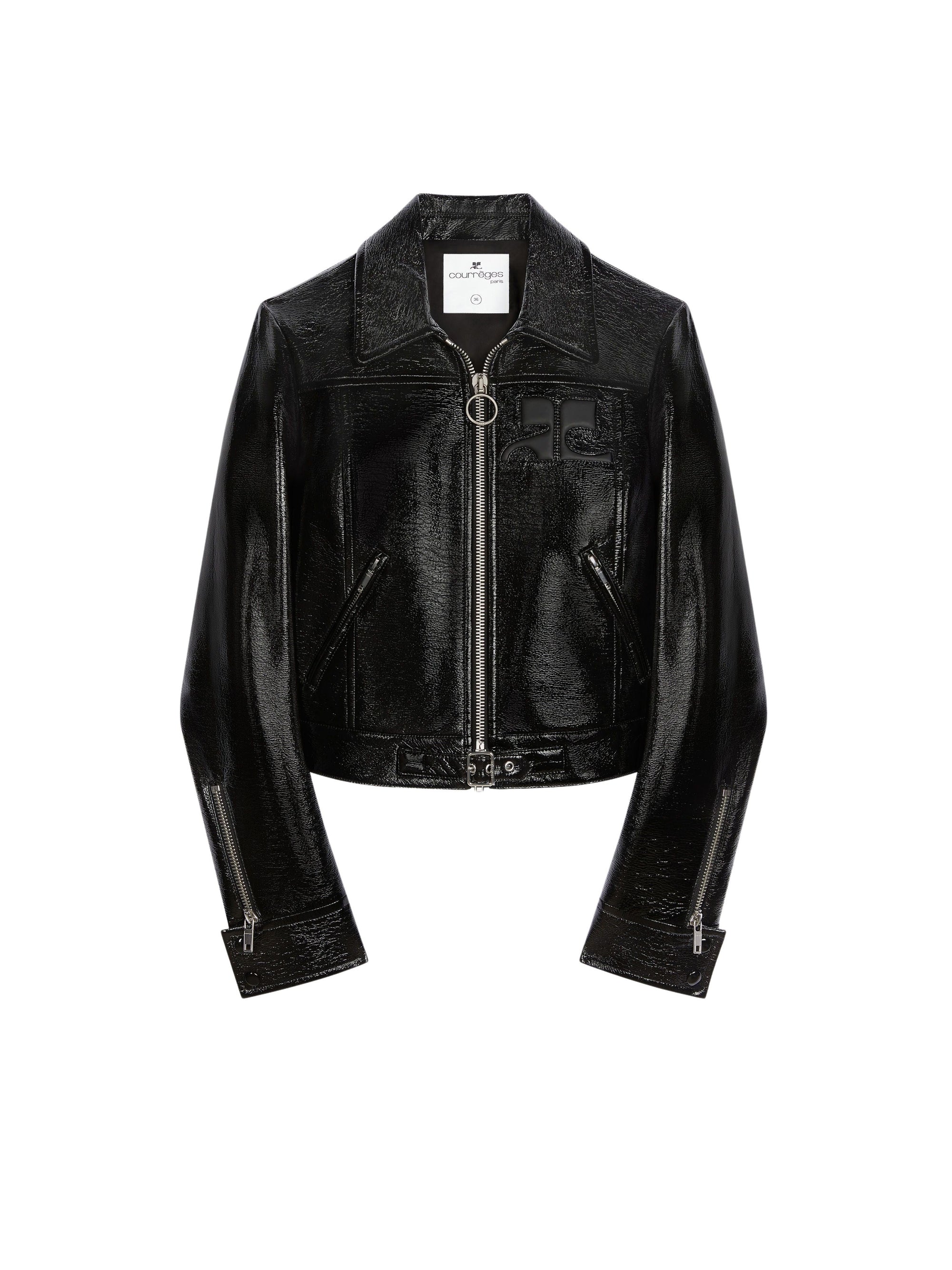 12pcs NEW / VESTE ICONIQUE ZIPPÉE EN VINYLE  - Black
