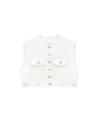 Veste courte sans manches en vinyle - Heritage White