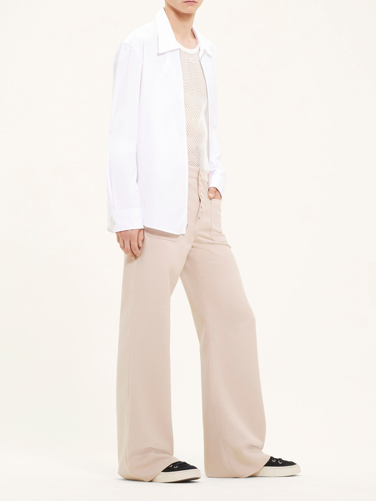 Chemise popeline zippée - Heritage White