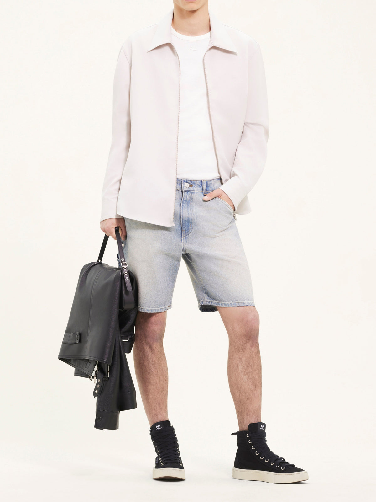 Chemise zippée en sergé - Lime Stone