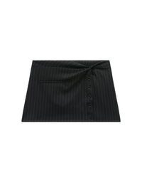 Mini jupe Twist à boutons en laine - Black & White