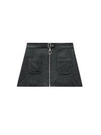 Vinyl mini skirt with zip - Black