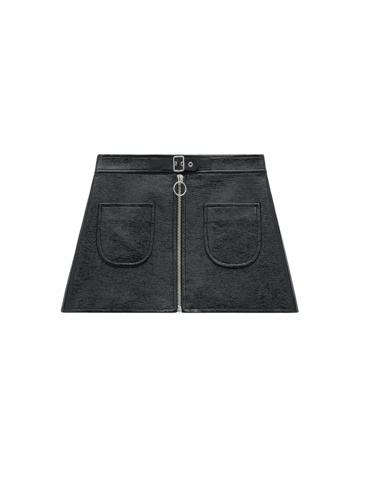 Vinyl mini skirt with zip - Black