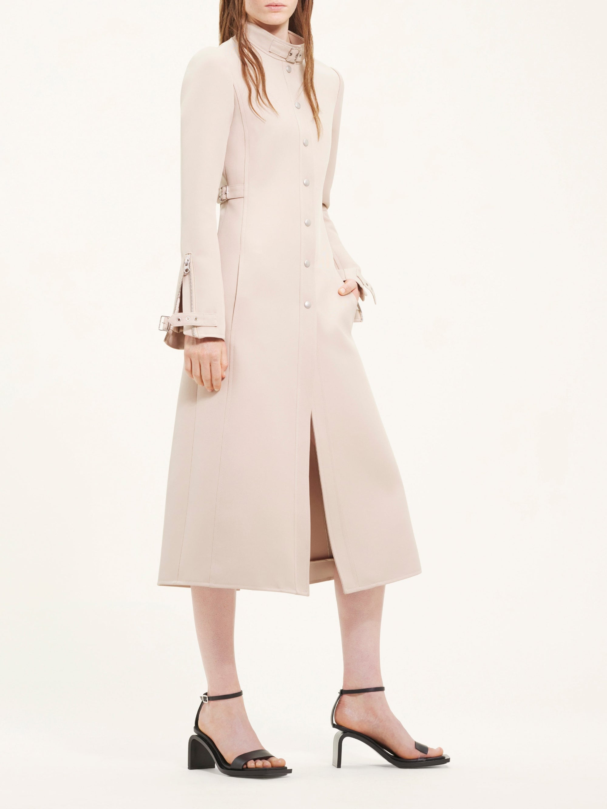 9pcs NEW / MANTEAU LONG À SANGLE  - Sand