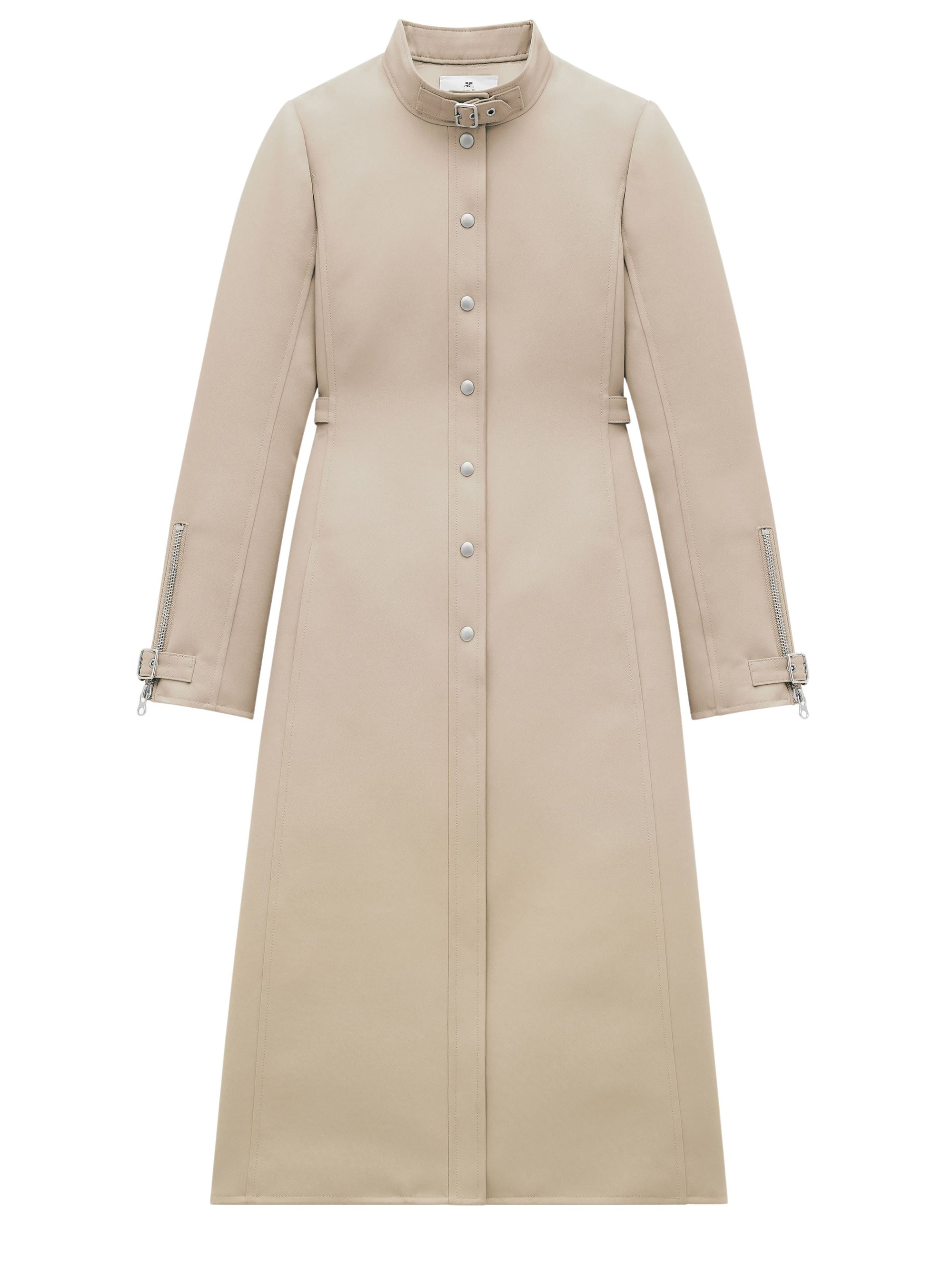 9pcs NEW / MANTEAU LONG À SANGLE  - Sand