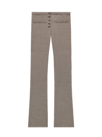 Pantalon tailleur à boutons en laine - Brown & White