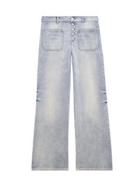 24pcs NEW / PANTALON BAGGY MULTIFLEX EN DENIM - Light blue wash
