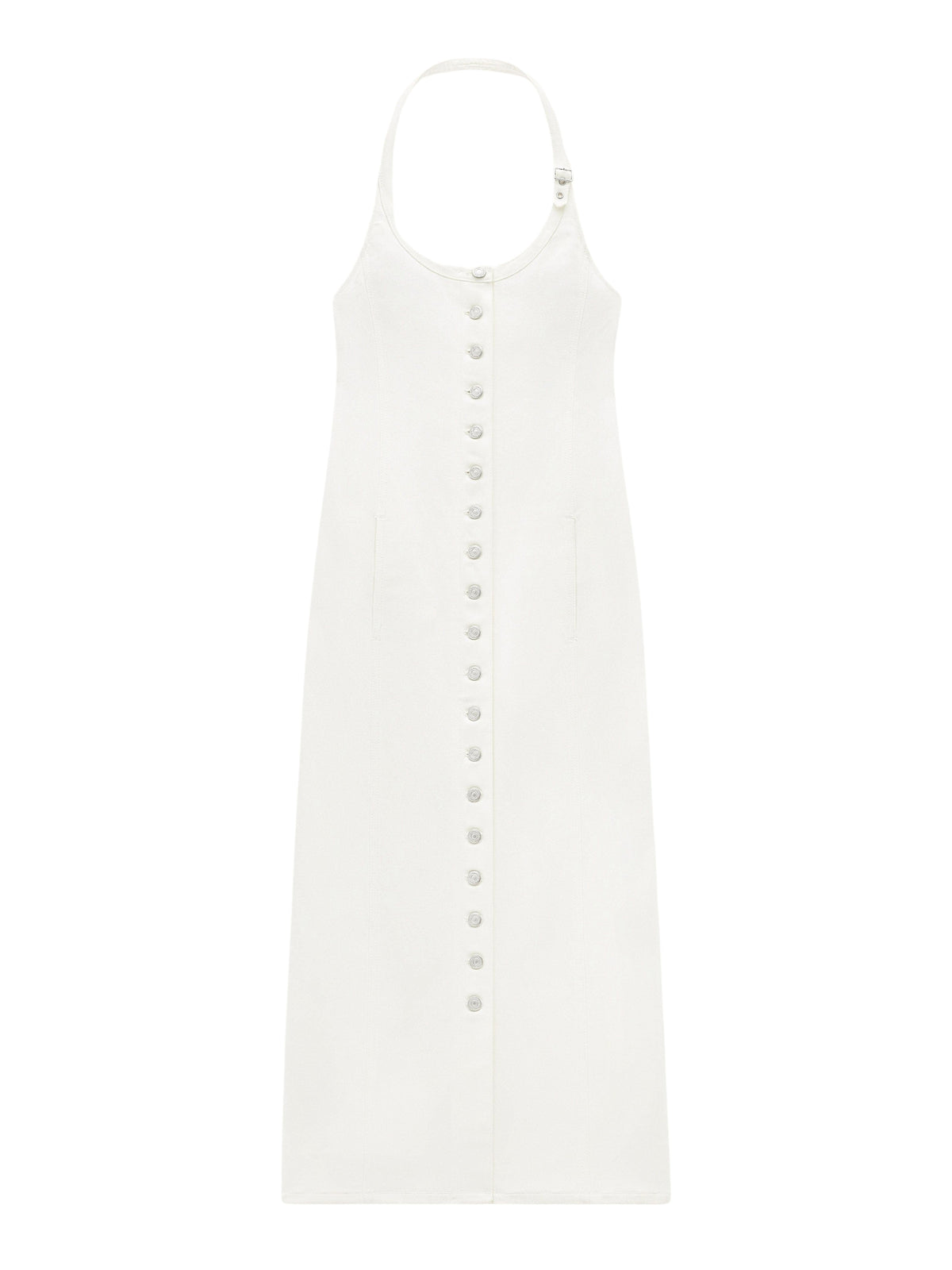 Robe longue Trucker avec poches rondes en denim - Heritage White