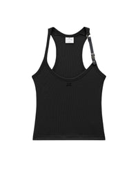 Débardeur Strap en maille côtelée - Black