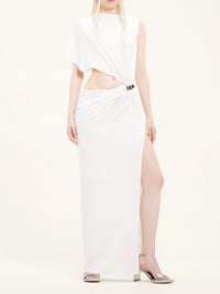 Robe longue asymétrique en crêpe - Heritage White