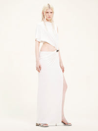 ROBE LONGUE ASYMETRIQUE EN CREPE-M