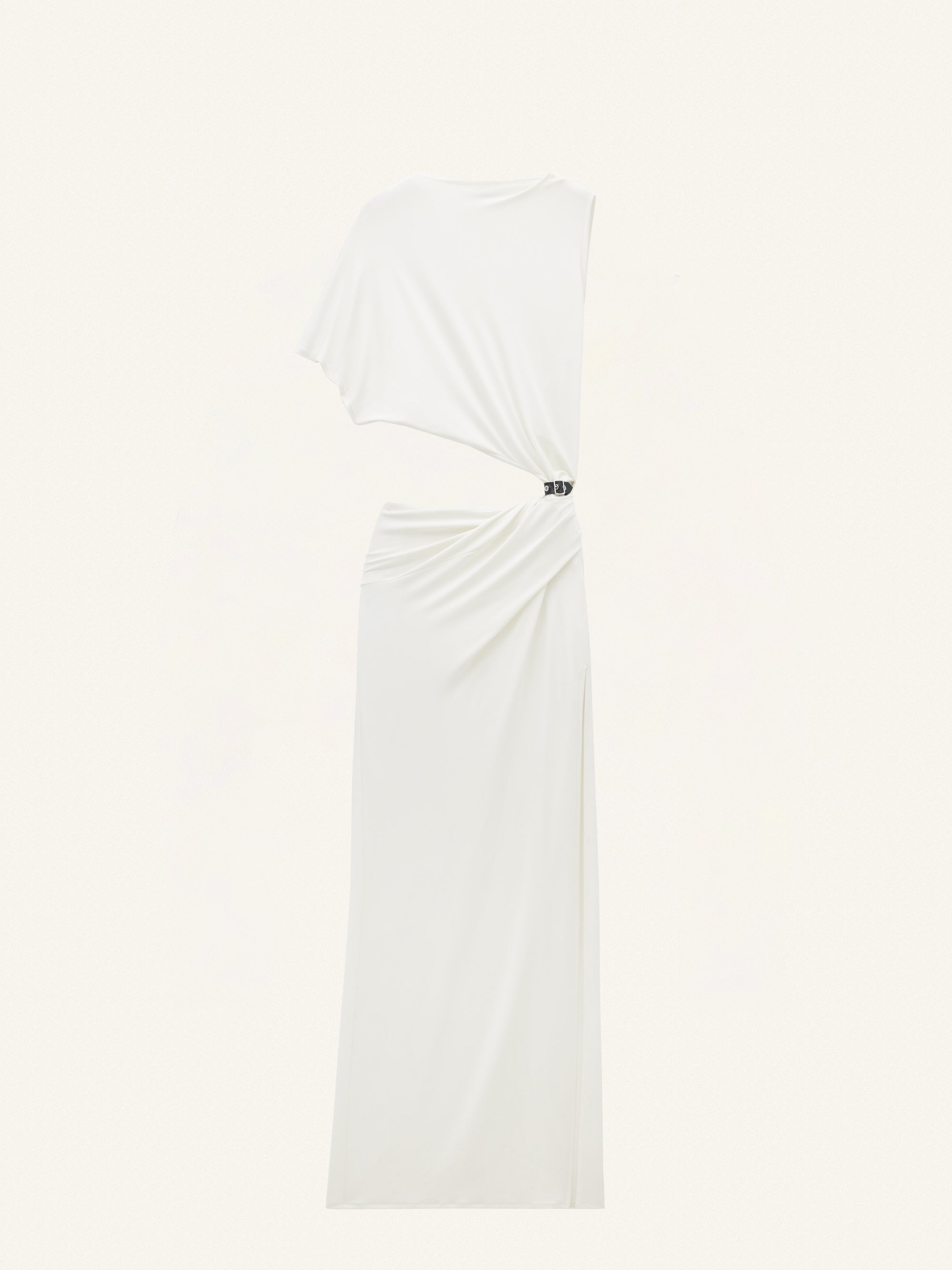 ROBE LONGUE ASYMETRIQUE EN CREPE-M
