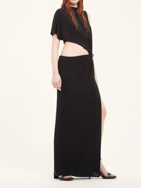 Robe longue asymétrique en crêpe - Black