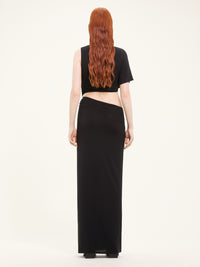 ROBE LONGUE ASYMETRIQUE EN CREPE-S