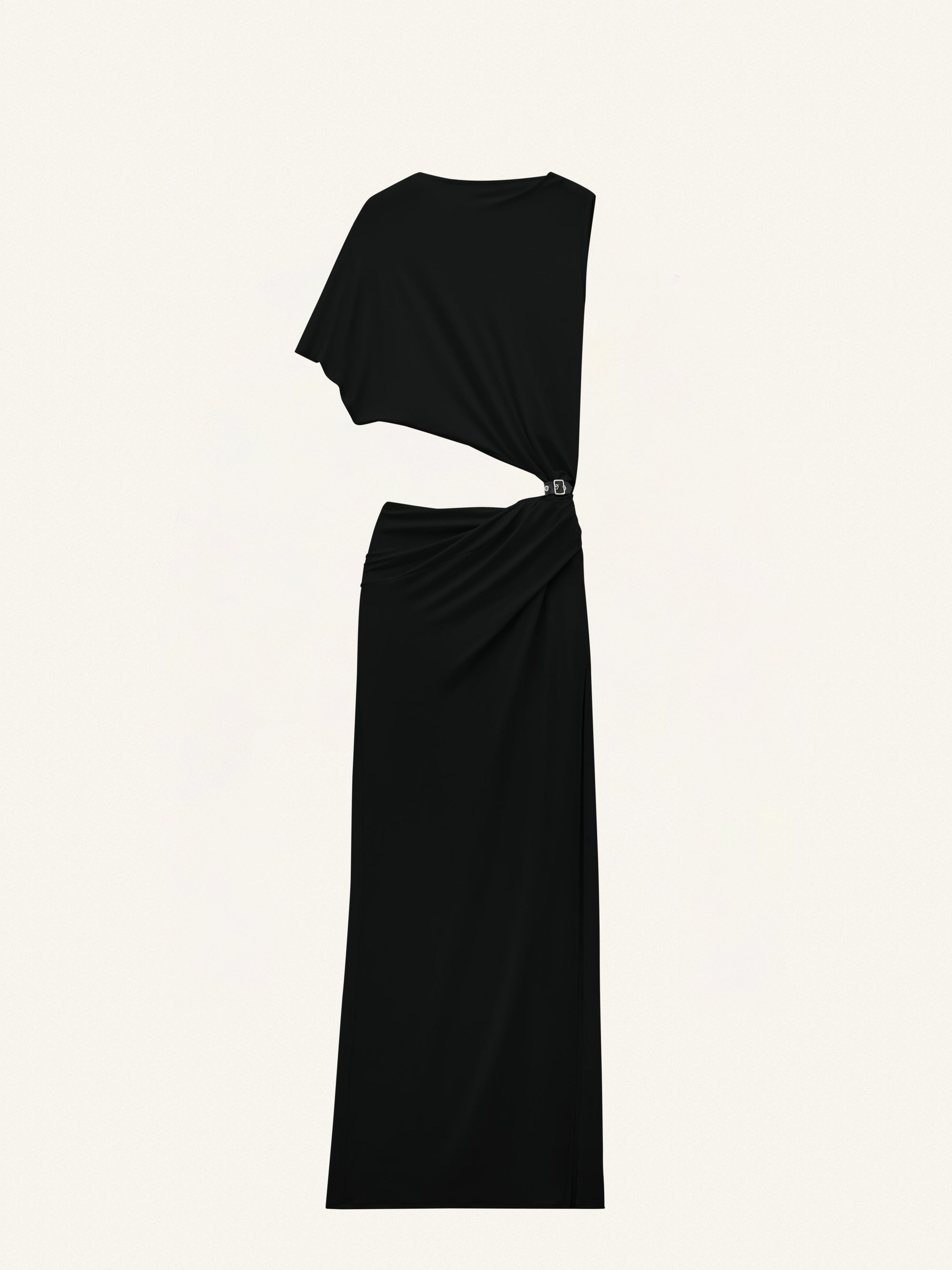 ROBE LONGUE ASYMETRIQUE EN CREPE-S