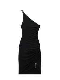 25pcs NEW / ROBE FRONCÉE EN CRÊPE  - Black