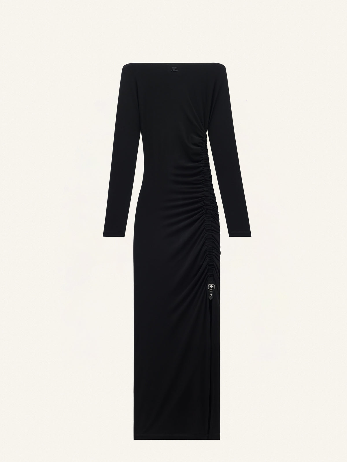 ROBE LONGUE FRONCEE EN CREPE-S