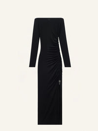 ROBE LONGUE FRONCEE EN CREPE-S