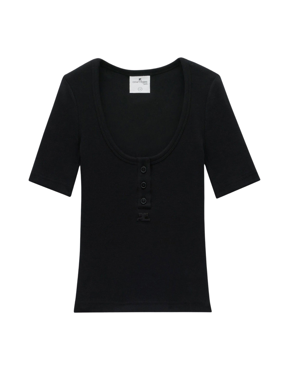 Top à encolure ronde profonde en jersey - Black
