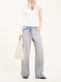 5pcs NEW / TOP TWIST EN CRÊPE  - Heritage white