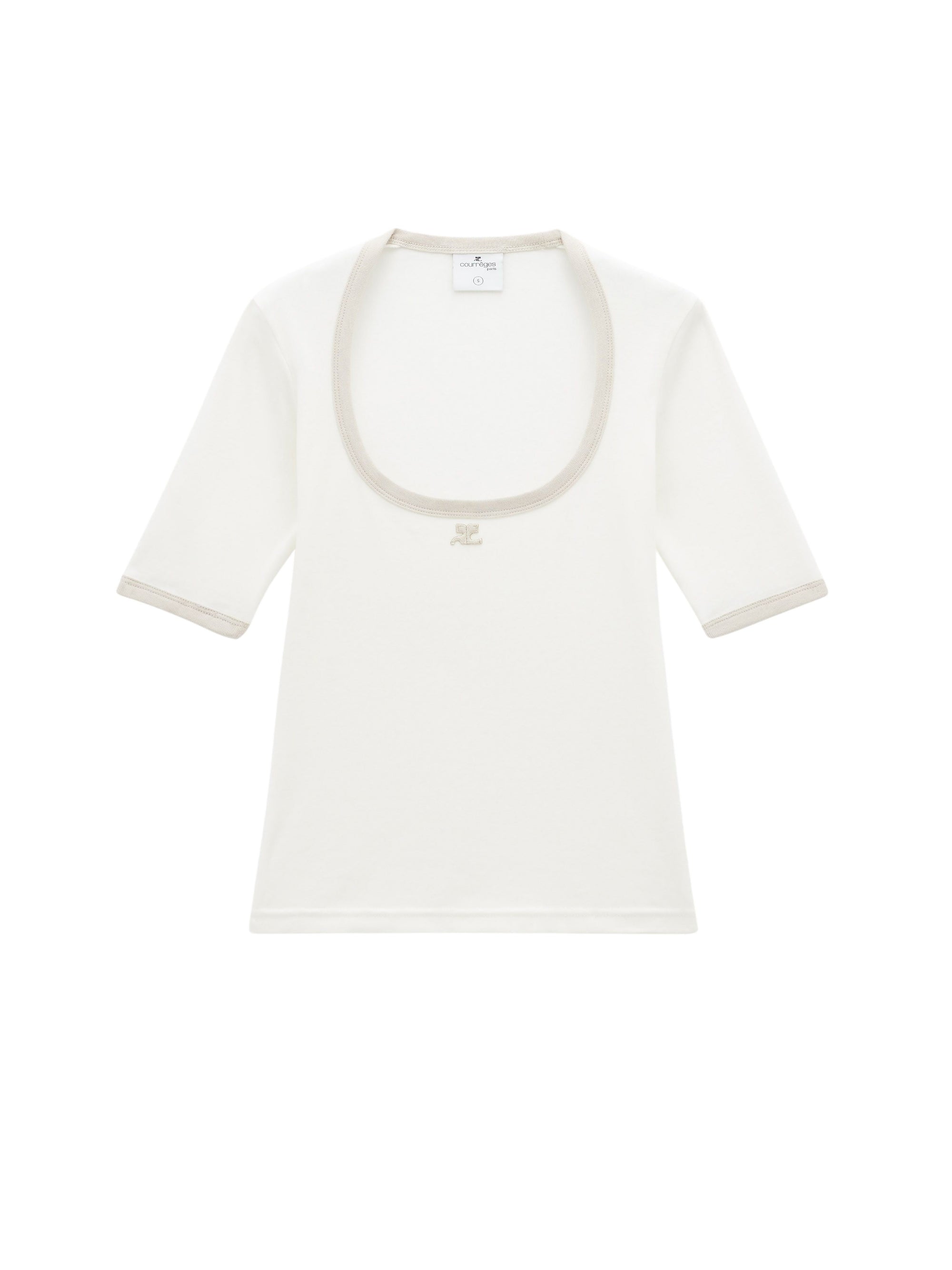 357pcs NEW / T-SHIRT CONTRASTE HOLISTIQUE  - White & Oatmeal