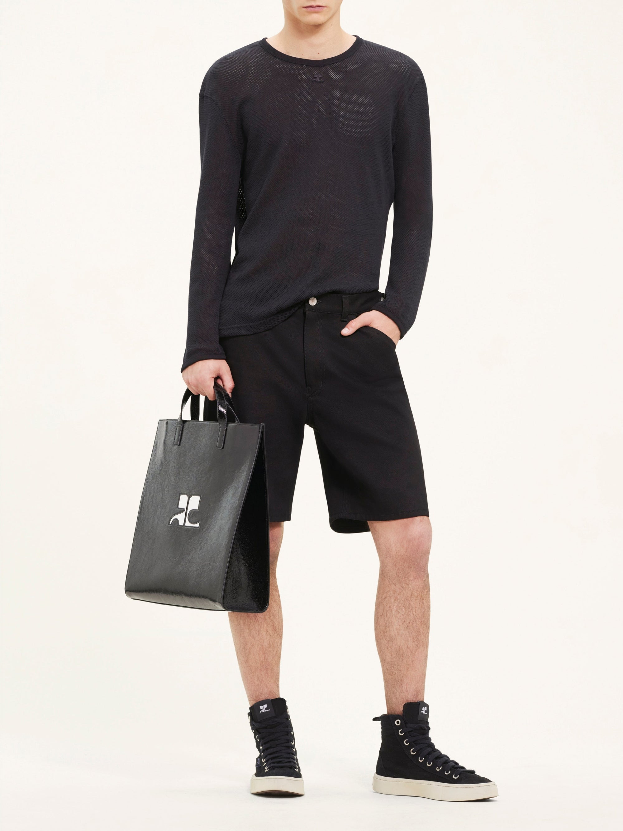 7pcs NEW / T - SHIRT MESH MANCHES LONGUES  - Black