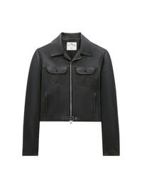 Veste zippée Trucker avec poches avant rondes - Black