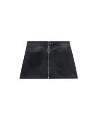 14pcs NEW / MINI JUPE ZIPPÉE EN CUIR  - Black