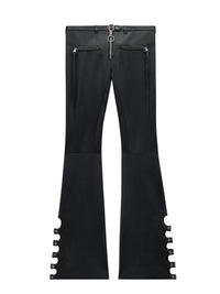 4pcs NEW / PANTALON BOOTCUT MULTI SANGLES EN CUIR  - Black