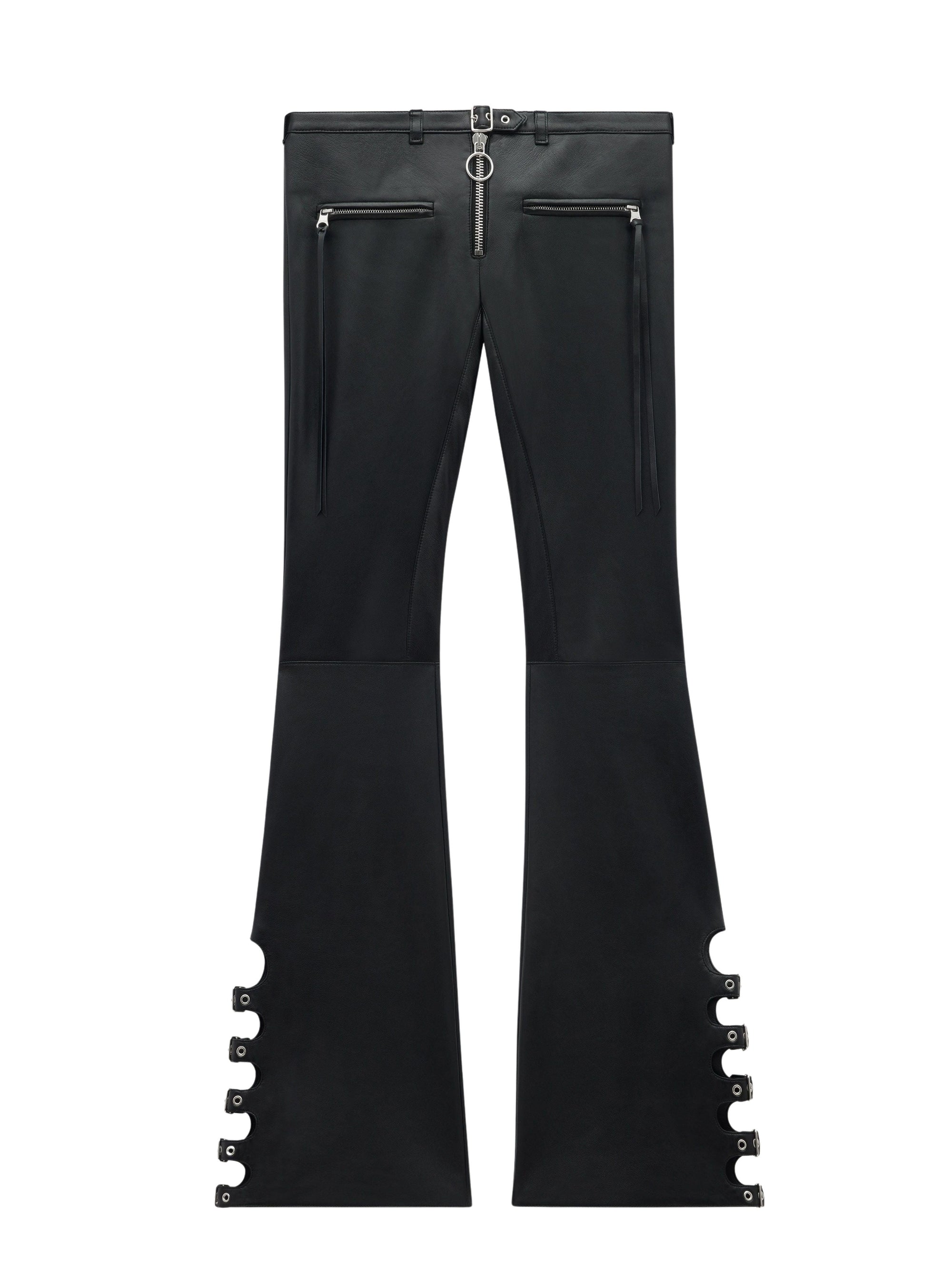 4pcs NEW / PANTALON BOOTCUT MULTI SANGLES EN CUIR  - Black