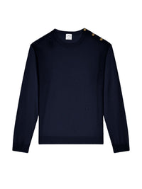 Pull à pressions aux épaules en laine - Ocean Blue