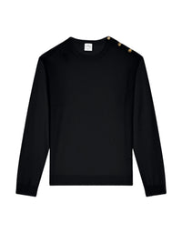 Pull à pressions aux épaules en laine - Black