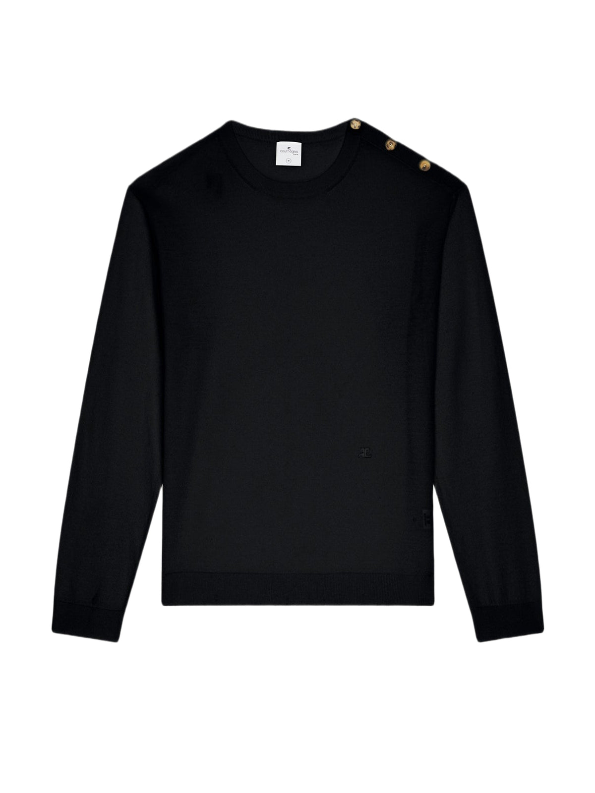 Pull à pressions aux épaules en laine - Black